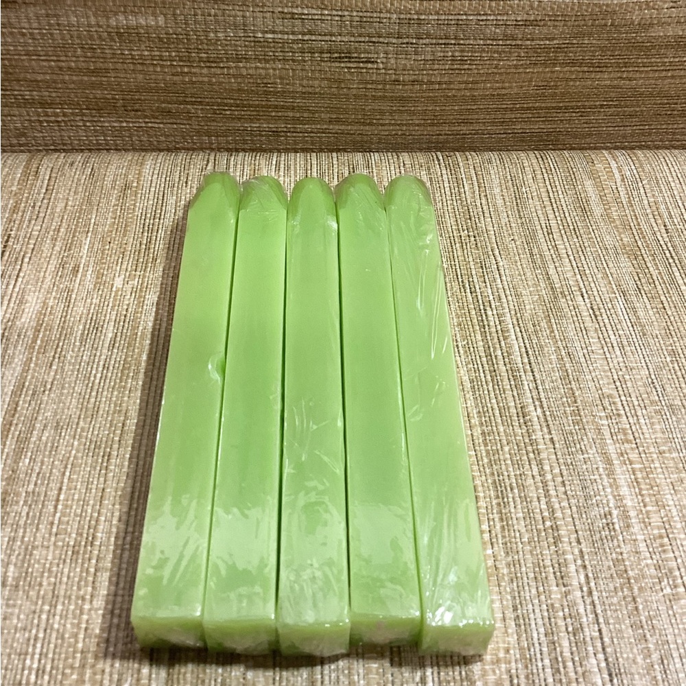 Set of 5 Lime Green Candles Square Shaped 8”